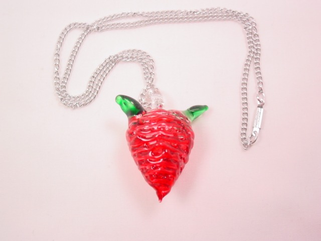 Hand-Blown Glass Strawberry Necklace
