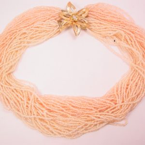 Beige and Peach Seed Bead Necklace