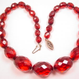 Faceted Cherry Amber Bakelite Necklace