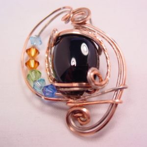 Hand-Crafted Wire and Black Glass Pendant