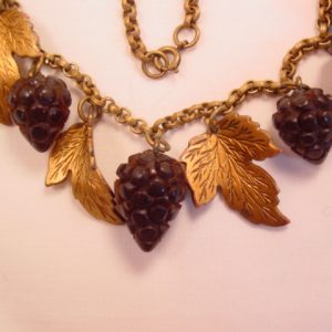 Old Plastic Grapes and Leaves Necklace