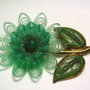 Large Green Plastic Flower Pin