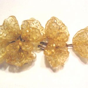Yellow Filigree Plastic Flower Pin