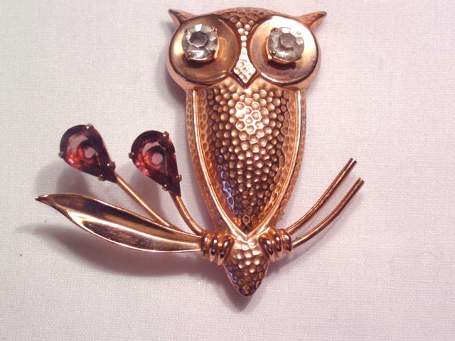 Sterling Owl on a Branch Pin