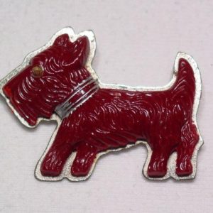 Maroon Plastic Scottie Dog Pin