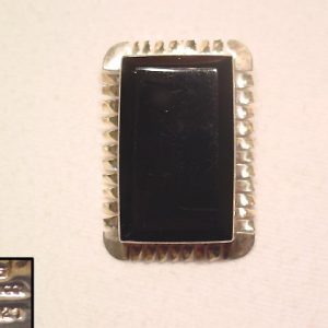Sterling Black Plastic Rectangle Pin/Pendant