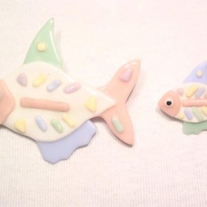 Pastel Glass Fish Pin Set