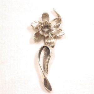 Stylized Sterling Orchid Pin