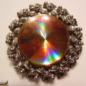 Silvertone Jewelarama Iridescent Wreath Pin