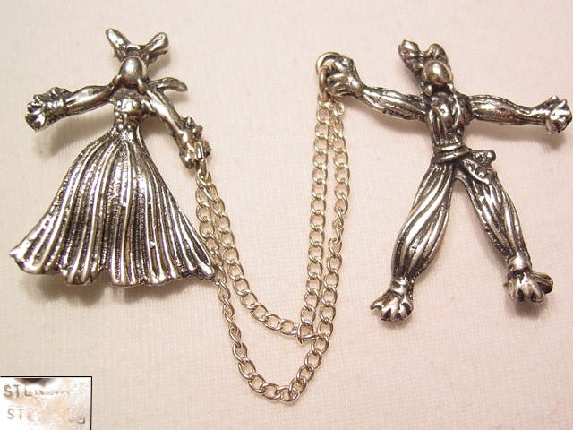Sterling Straw Man and Woman Scatter Pins