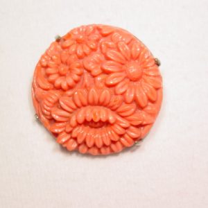 Molded Coral Glass Cabochon Pin