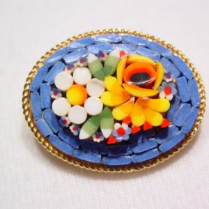 Blue Floral Mosaic Pin