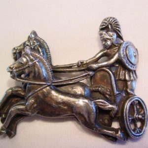 Roman Soldier, Chariot, and Horses Pin