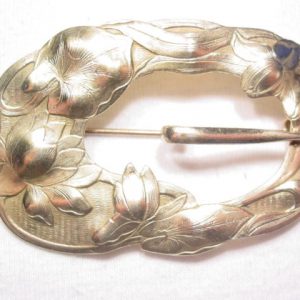 Light Goldtone Art Nouveau Belt Buckle Pin