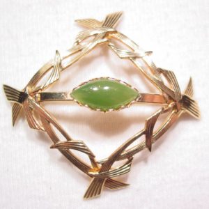 Square Pin with Jade Center