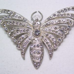 Bright Rhinestone Pot Metal Butterfly Pin