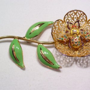 Large Filigree Flower with Tremblant Bee Pin