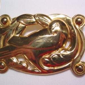 Sterling Coro Gold Plated Bird in Oval Pin