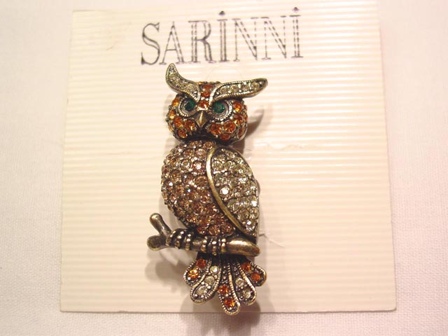 Sarinni Rhinestone Owl Pin