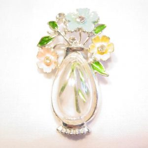 Bouquet of Flowers in a Lucite Vase Pin