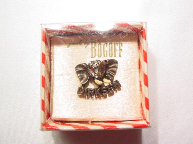 Bogoff Dirksen Elephant Political Tie Tac Pin in Original Box