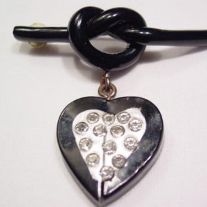 Black Love Knot and Heart Pin