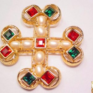 Red and Green Joan Rivers Maltese Cross