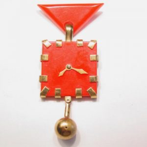Red Bakelite Clock Pin
