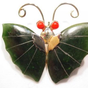 Dark Jade Butterfly Pin