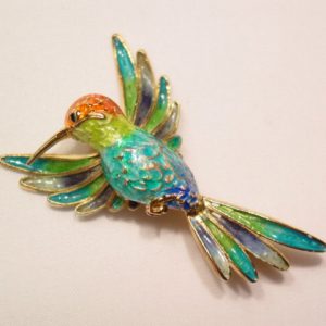 Vibrant Sterling and Enameled Hummingbird