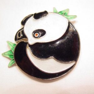 Sterling Enamel Panda Pin