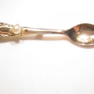 Goldtone Spoon and Imitation Pearl Pin