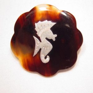Seahorse Tortoise Shell Pin