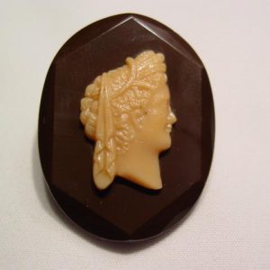 Brown and Beige Glass Cameo