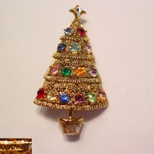 Hollycraft Multi-Color Christmas Tree Pin