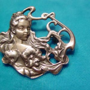 Art Nouveau-Style Sterling Woman Pin