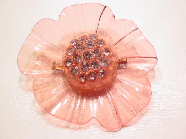 Pink Transparent Plastic Flower Pin