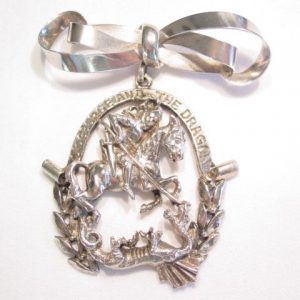 St. George and the Dragon and Sterling Bow Pin
