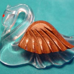 Lucite and Wood Swan Pin