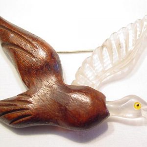 Lucite and Wood Duck in Flight Pin
