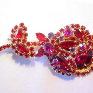 DeLizza and Elster Large Red and Magenta Flower Pin