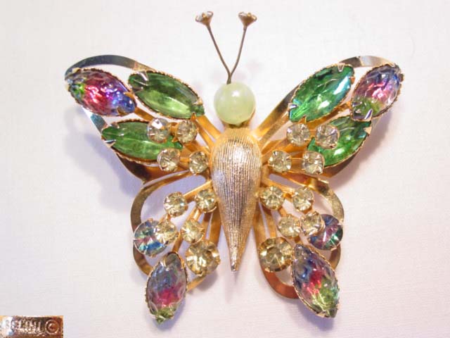 Selini Multi-Colored Rhinestone Butterfly Pin