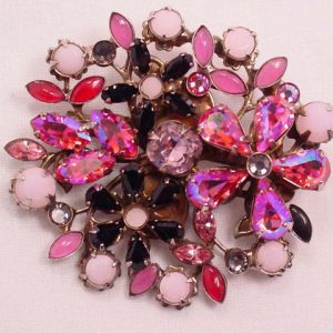 Sorrelli Pink and Black Vibrant Floral Pin