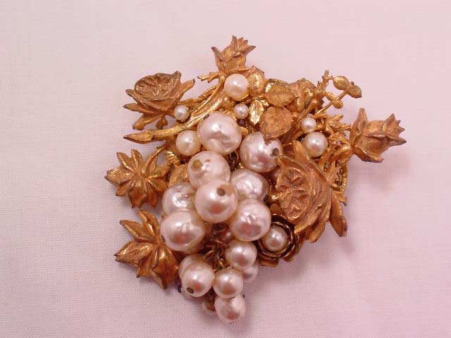 Miriam Haskell Pearl Grape Bunch Pin