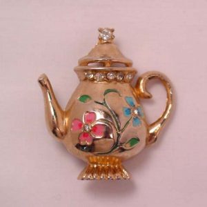 Floral Enamel Teapot Pin
