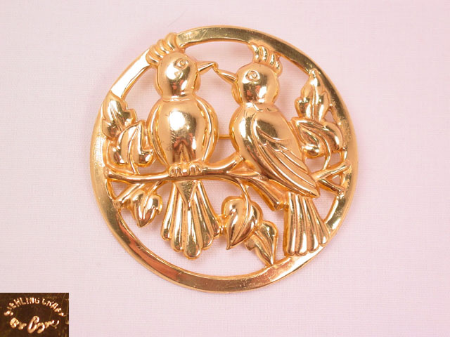 Sterling Craft by Coro 2 Birds in a Circle Pin