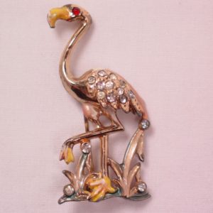 Old Rhinestone Flamingo Pin