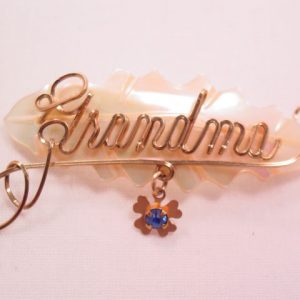 Grandma Mother of Pearl Leaf Pin