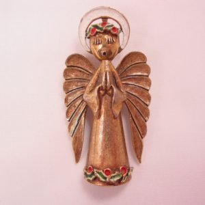 Tall Goldtone Art Angel Pin