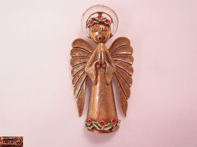 Tall Goldtone Art Angel Pin